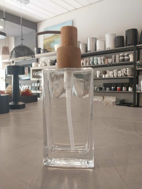 DISPENSER ALTO DE VIDRIO Y MADERA