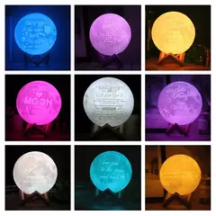 Lâmpada 3d lua personalizada com impressão, envio direto, usb, recarregável, na internet