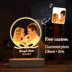 Imagem do Personalizado 3D Photo Lamp, Foto personalizada e texto, Dia dos Namorados, casa