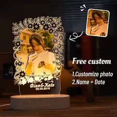 Imagem do Personalizado 3D Photo Lamp, Foto personalizada e texto, Dia dos Namorados, casa