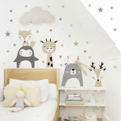 Adesivos de parede de desenho animais da floresta - comprar online