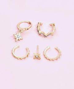 Conjunto Brincos / Piercing estrela na internet