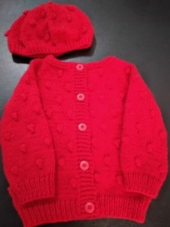 Cardigan de bebê em tricô ( 9 meses a 1 ano)
