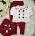 Kit Jardineira Flores bordado Vermelho
