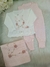 Kit Jardineira Flores bordado Rosa - comprar online