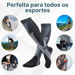 Meia De Compressão Esportiva Cano Alto Azul - loja online