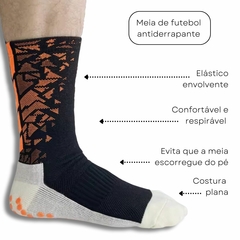 Meia Futebol Antiderrapante - Preto com Verde Limão - loja online