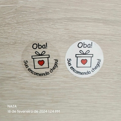ADESIVO VINIL (OBA! SUA ENCOMENDA CHEGOU) MEDINDO 4X4CM - loja online