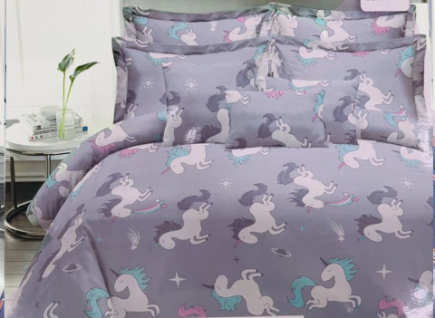 Sabana Infantil Modelo Unicornio Lila