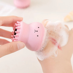 Polvo cor-de-rosa escova de limpeza facial - Skincare na internet