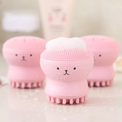 Polvo cor-de-rosa escova de limpeza facial - Skincare