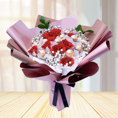 FDA02-06 Ramo de Rosas con Chocolate Ferreros