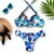 Biquíni Conjunto Azul Floral com Bojo e Aro de Sustentação Com Calcinha Borboleta Lateral Drapeada