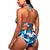 Calcinha biquíni modelo hot pants em tom azul com estampa floral de flores azuis. Possui cintura alta e forro completo para evitar transparência.
