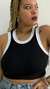 Cropped Fernanda - Preto detalhe Branco - comprar online