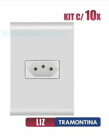 kit com 10 Conjuntos de 1 Tomada Liz 10A 250V (2P+T) 4x2 branco Tramontina