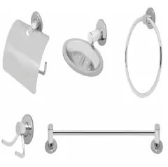 Kit Acessórios 5 Peças Inox Para Banheiro Modelo Stander Leao - comprar online
