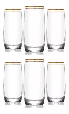 Vasos con virola dorada LAV x6 370ml
