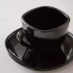 Taza de Té con plato LISBOA 220cc vidrio opal BLACK x6