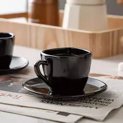 Taza de Té con plato LISBOA 220cc vidrio opal BLACK x6 en internet