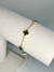 Pulseira Dourada Trevo Preto Aço Inoxidável