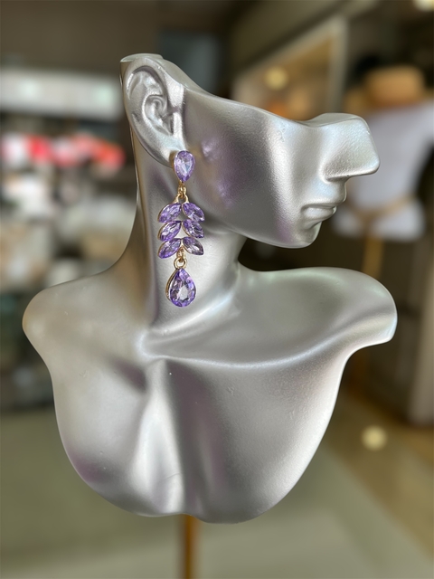 Brinco com Pedras em Gota e Folha - comprar online