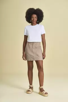 Minissaia em Sarja com Bolsos Frontais Expostos - comprar online