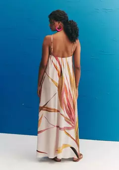 Vestido longo Detalhe Argola Estampado Belize - comprar online
