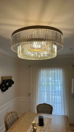 Lampara Gala 80cm de diámetro 2 pisos con plaqueta 15 cm