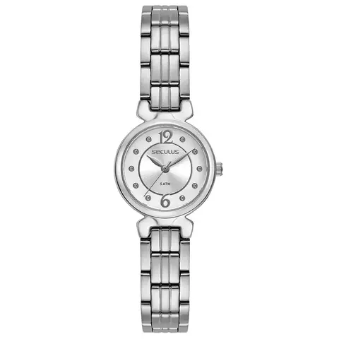 Relógio Feminino Cristais Prata