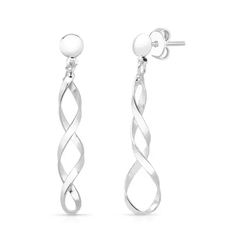 Brinco Círculo e Espiral Pendurado de Prata