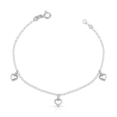 Pulseira 3 Corações Liso Pendurado de Prata