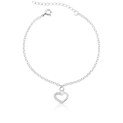 Pulseira Coração Meio-Cravejado Vazado de Prata