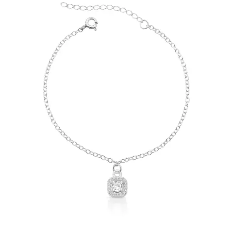 Pulseira Quadrado Cravejado Ponto de Luz Cristal de Prata