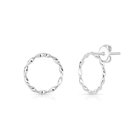 Brinco Circulo 14,5mm Fio Torcido de Prata