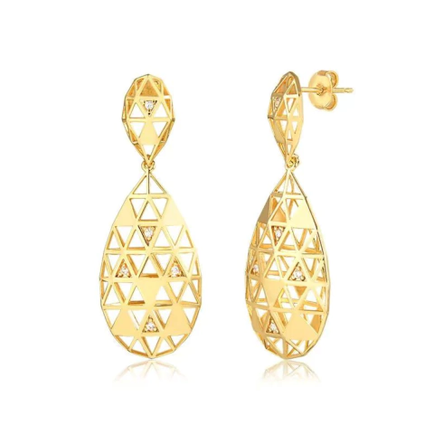 Brincos Geo com Triângulos Vazados 18k
