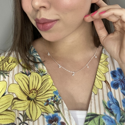 Colar Curto Pingentes de Pérolas - Prata 925 - comprar online