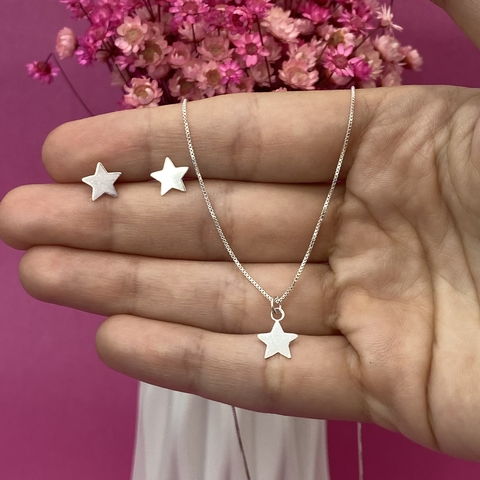 Conjunto Colar e Brinco Estrela - Prata 925 - comprar online