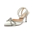 Scarpin Laminado Prata Com Correia De Strass