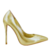 Sapato Scarpin Acetinado Ouro Salto Fino