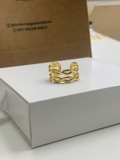 Anel duplo elos ajustável aço - comprar online