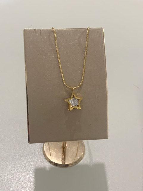 Colar ponto de luz estrela aço