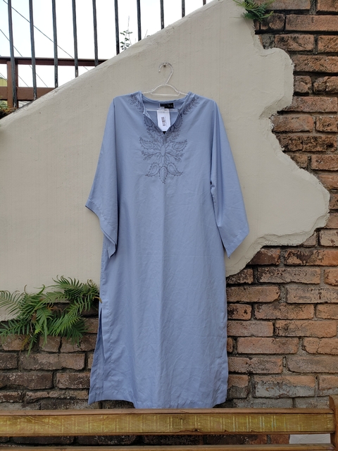 Vestido Azul Detalhe Bordado - G - LESLIE FAY