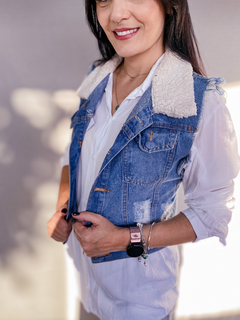 Colete Jeans Gola Lã - P - loja online