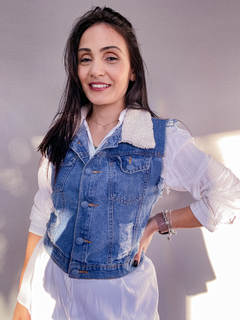 Colete Jeans Gola Lã - P - Boutique Desapego Delas