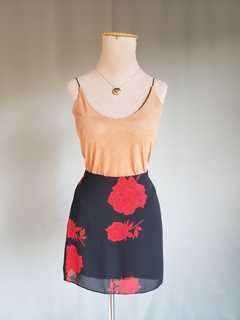 4448 Saia Preta Floral - G