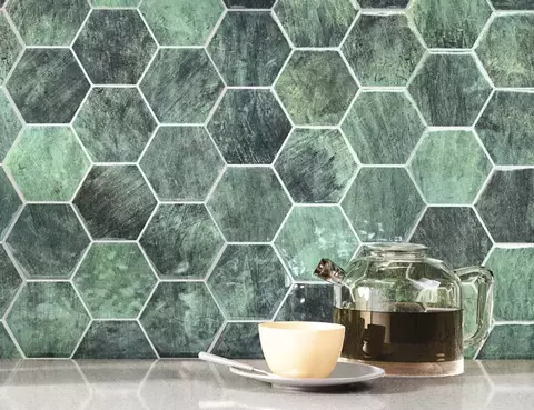 Porcelanato Zellige Hexa Verde 26.5x51 Realonda