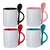 Caneca de Porcelana c/Colher Alça e Interior Colorido |Canto inferior reto | Personalizada na internet