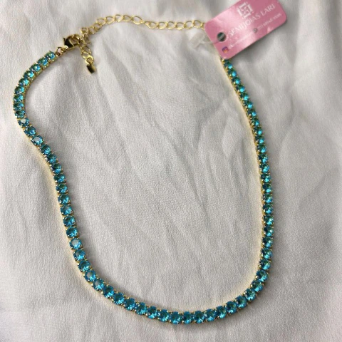 CHOKER RIVIERA AZUL DOURADO