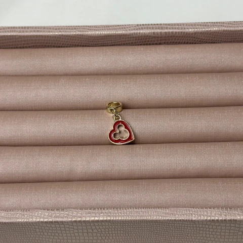 BERLOQUE MICKEY CORAÇÃO VERMELHO DOURADO
